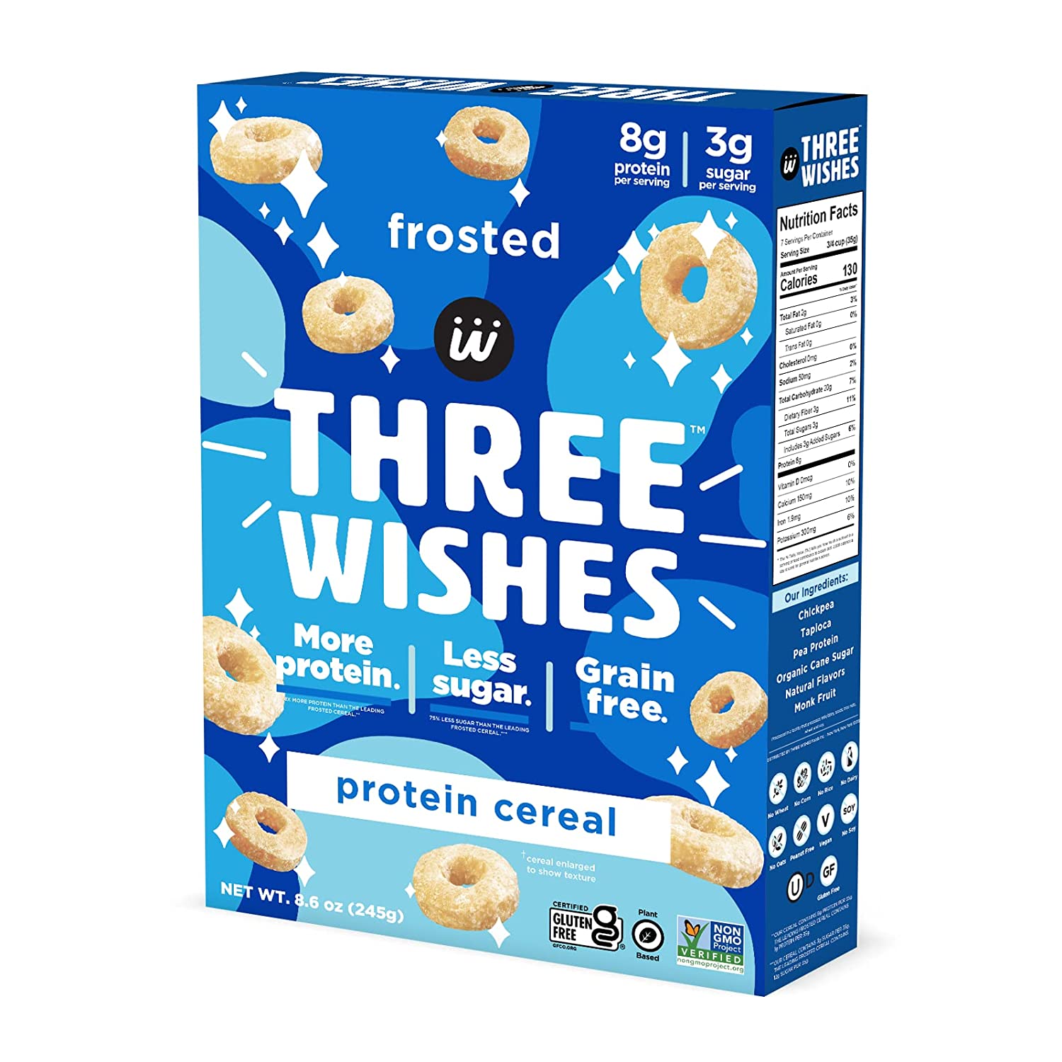 Protein and Gluten-Free Breakfast Cereal by Three Wishes - Fruity 6 Pack - High Protein and Low Sugar Snack - Vegan Kosher Grain-Free and Dairy-Free