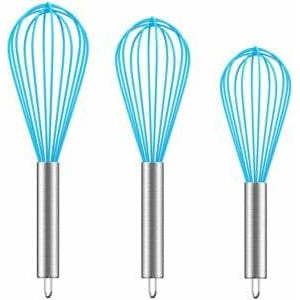 Whisk, Wisk Whisks for Cooking Small Silicone Whisk Set 3 Pack Sturdy Red