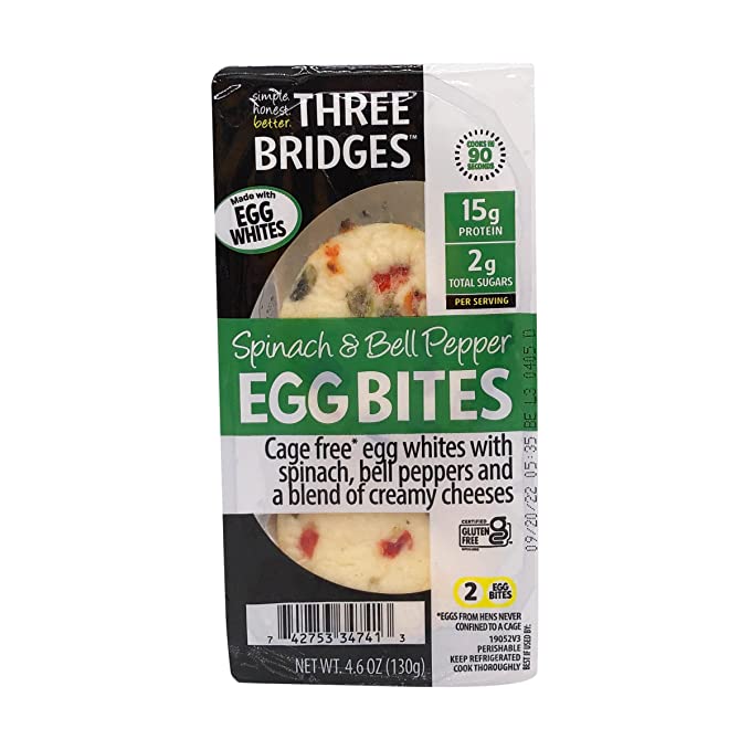 THREE BRIDGES Spinach & Pepper Egg Bites, 4.6 OZ
