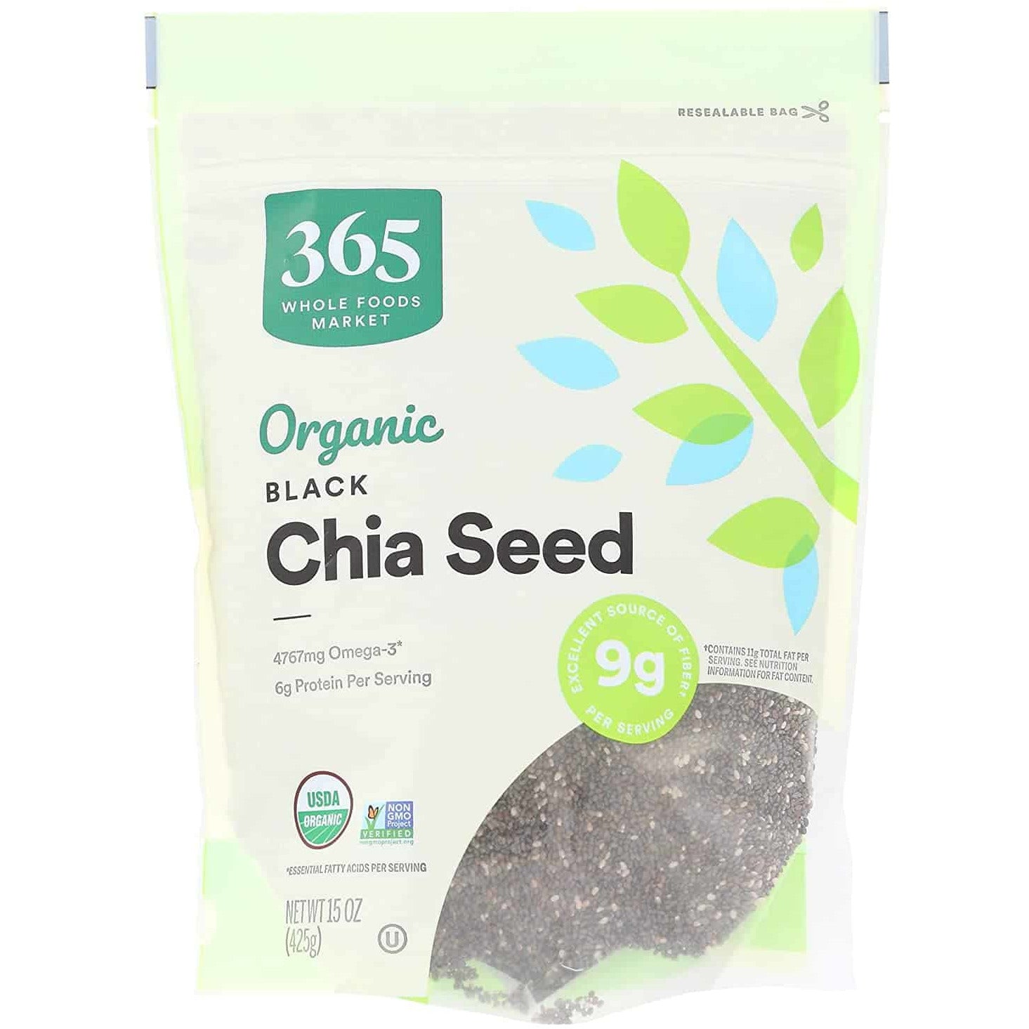 Organic Seeds, Black Chia, 15 Oz.