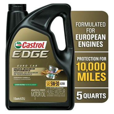 Castrol Edge 5W-30 A3/B4 Advanced Full Synthetic Motor Oil, 5 Quarts