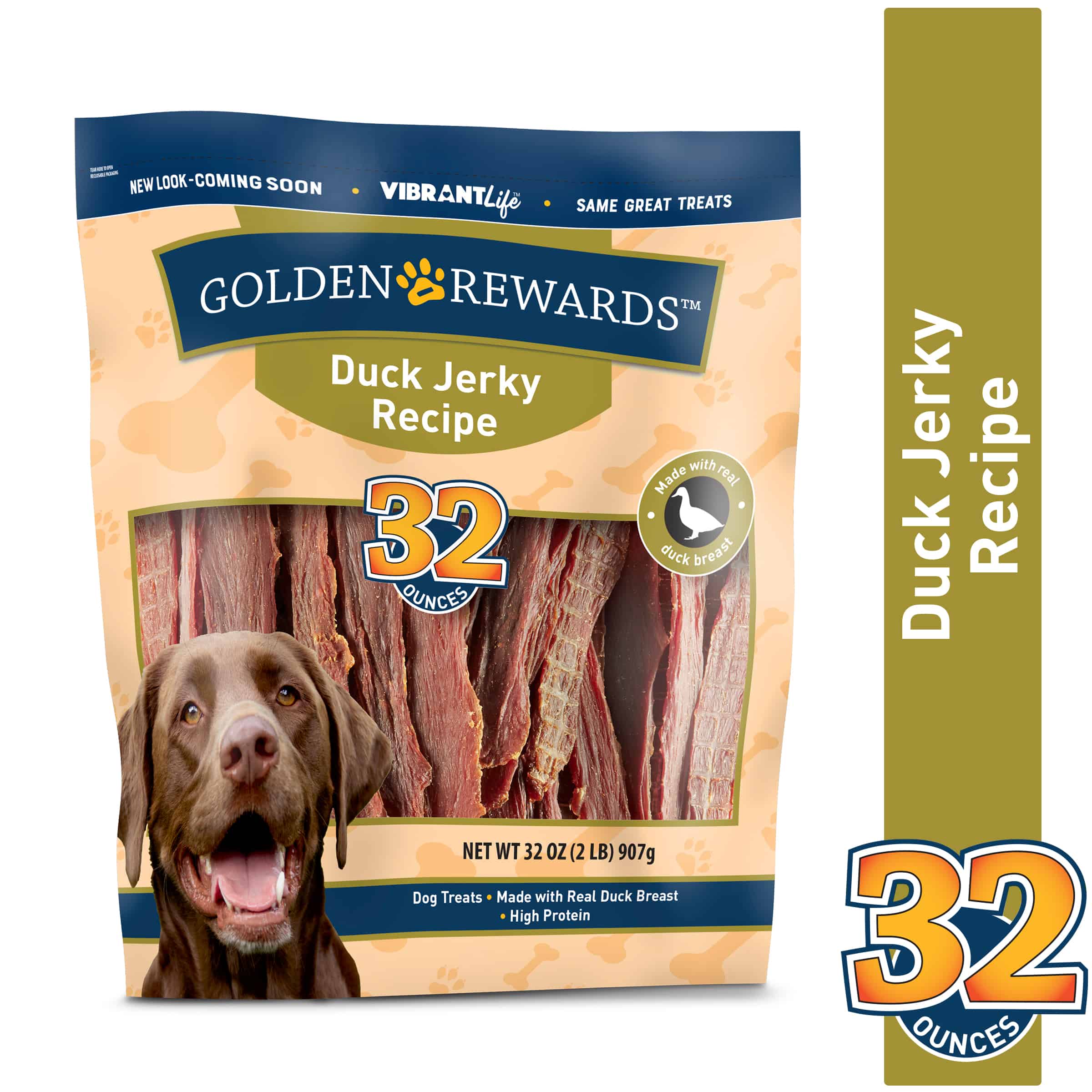 Golden Rewards Jerky Recipe Dog Treats, Duck, 32 oz