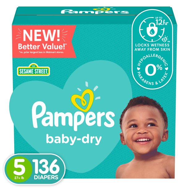 Pampers Baby-Dry Extra Protection Diapers, Size 5, 136 Count