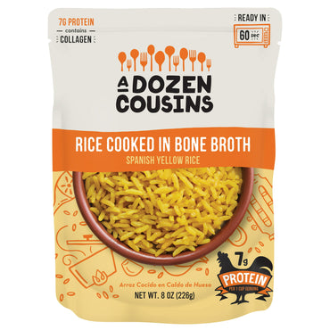 A Dozen Cousins - RTE Rice Cooked in Bone Broth - Spanish Yellow - 8 oz. Pouch