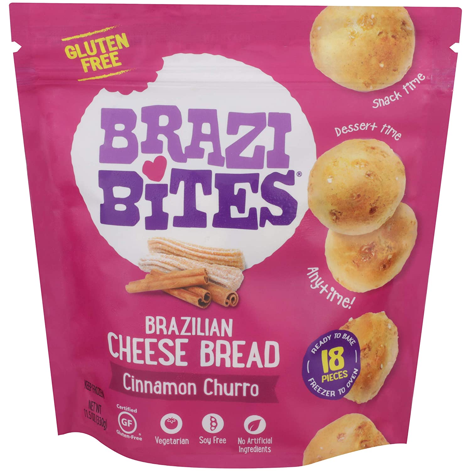 Brazi Bites, Cheese Bread Brazilian Cinnamon Churro, 11.5 Ounce