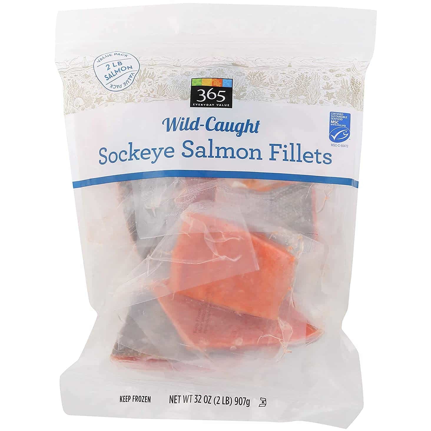Wild-Caught Seafood Value Pack, Sockeye Salmon Fillets, 32 Ounce (Frozen)