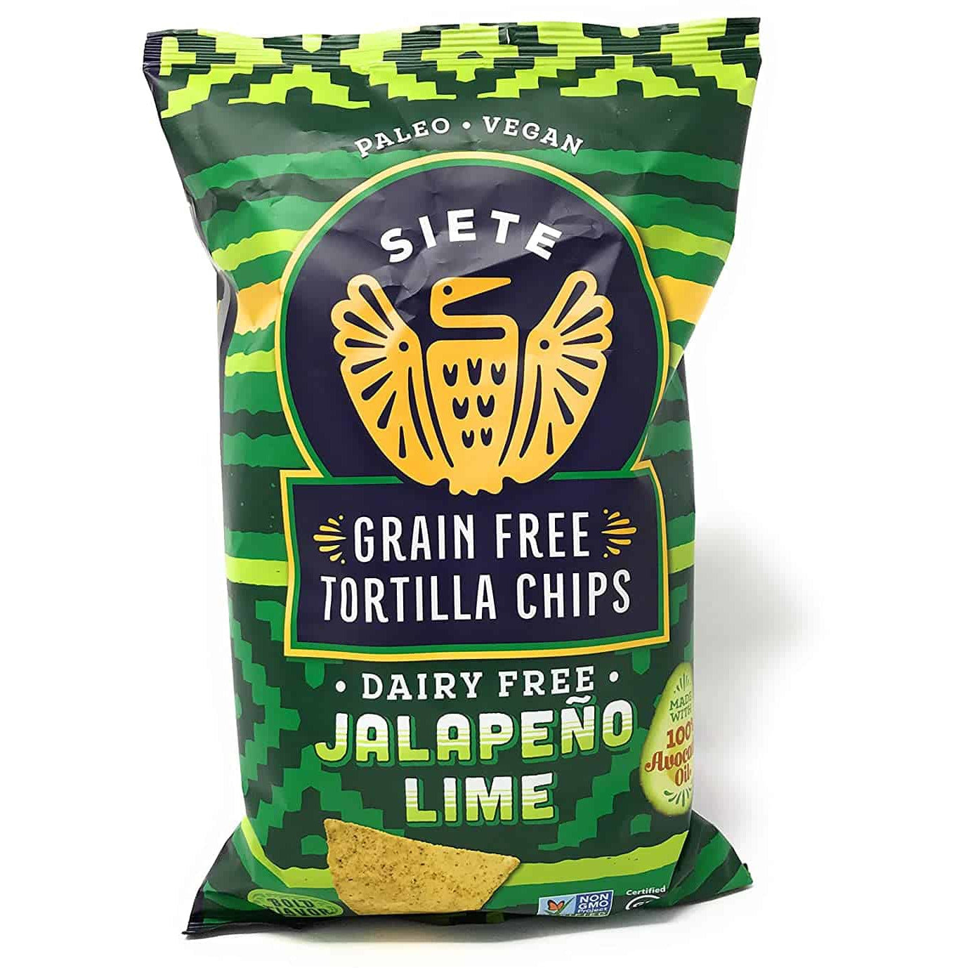 Siete Grain Free Tortilla Chips - Jalapeño Lime, 4 oz Bag (1-Pack)