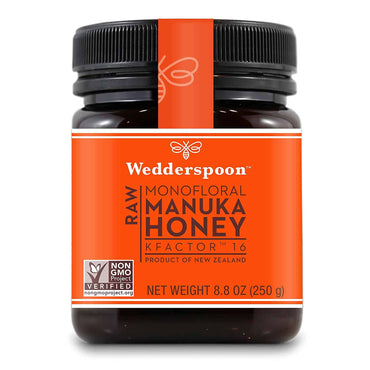 Wedderspoon Raw Premium Manuka Honey KFactor 16+, Unpasteurized, Genuine New Zealand Honey, Multi-Functional, Non-GMO Superfood, 8.8 Ounce (Allow 3 - 4 days for shipping)