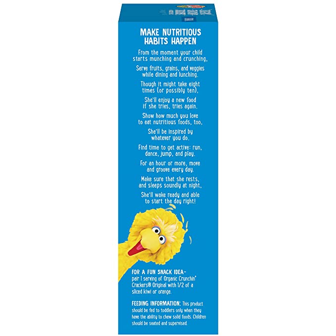 Earth's Best Organic Sesame Street Toddler Crunchin' Crackers, Original, 5.3 oz Box (Pack of 6)