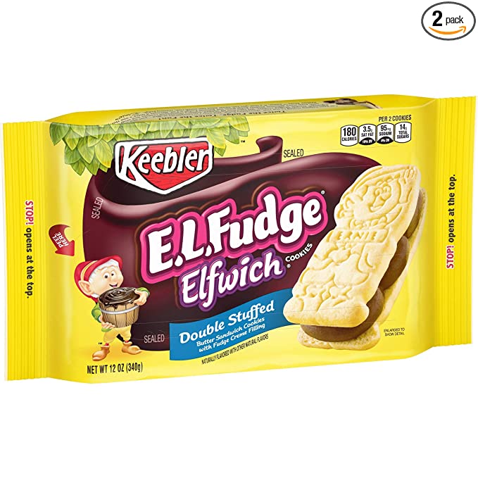 Keebler E.L. Fudge Double Stuffed Sandwich Cookies 12 oz (Pack of 2)