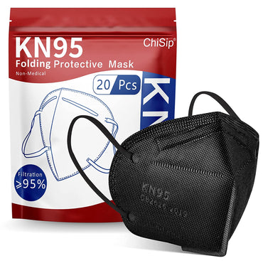 KN95 Face Mask, 5-Ply Cup Dust Safety Masks, Breathable Protection Masks Against PM2.5 for Men & Women, Black