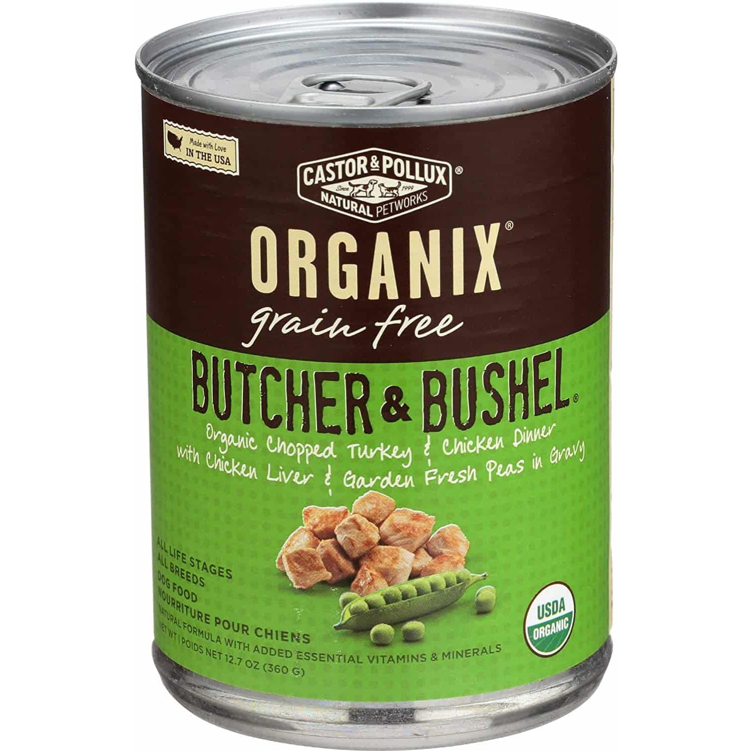 Oasis Fresh Castor & Pollux, Dog Organix Butcher N Bushel Chopped Turkey Chicken Organic, 12.7 Oz.