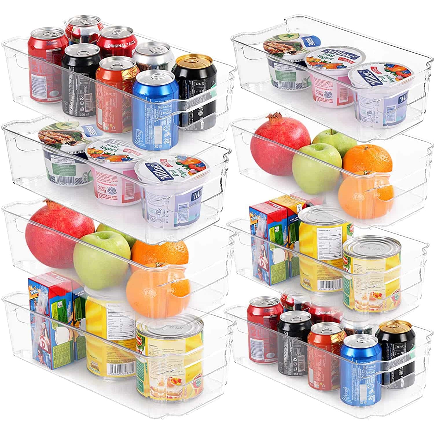 Set of 8 Pantry Organizers, (4 Large & 4 Small Drawers)-Organizers for Freezers, Kitchen Countertops and Cabinets