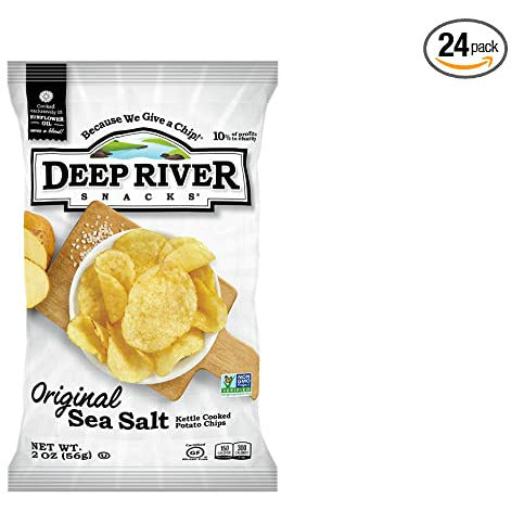 Deep River Snacks Original Sea Salt Kettle Cooked Potato Chips, 2 Ounce (Pack of 24)