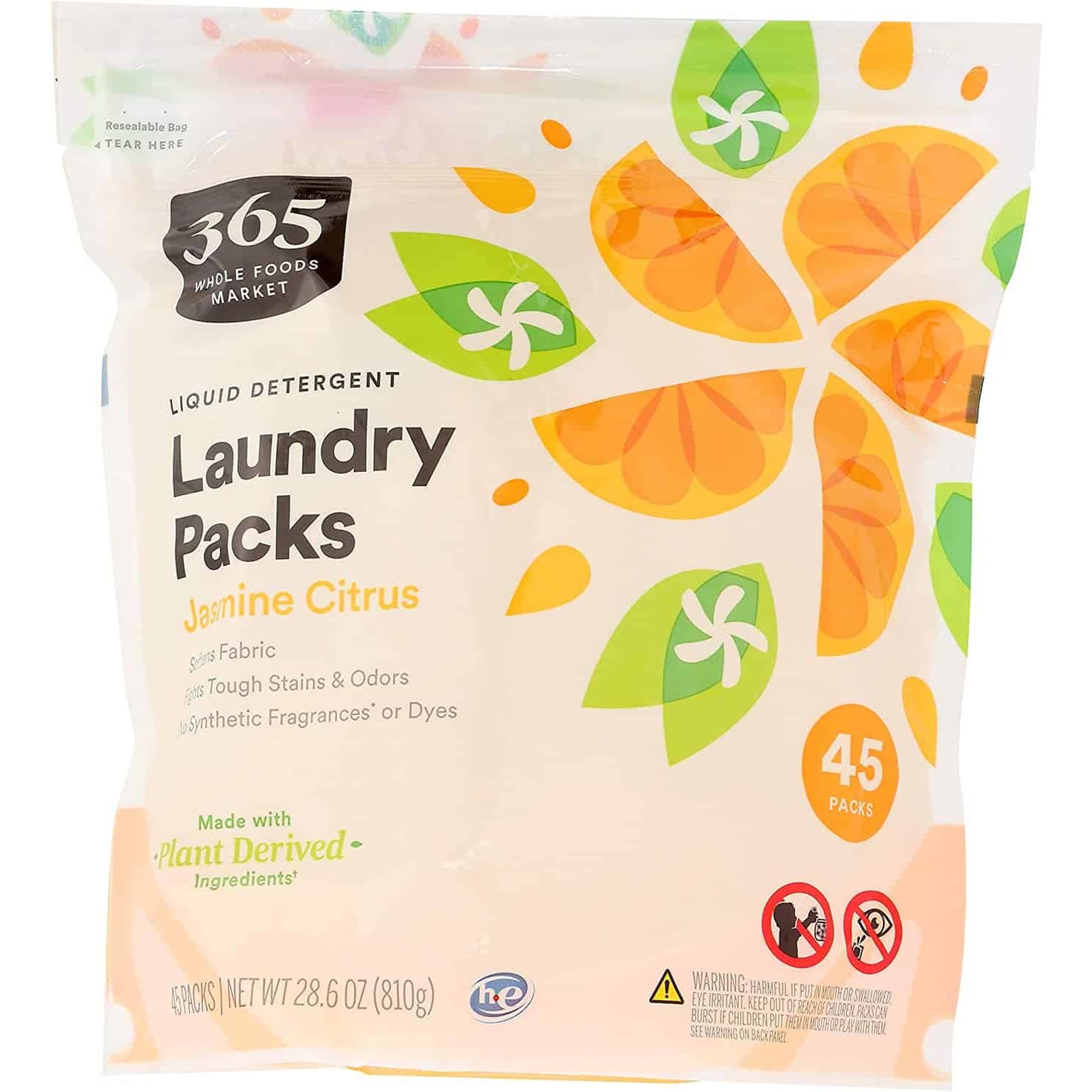 Liquid Detergent Liquid Packs, Jasmine Citrus, 45 Count