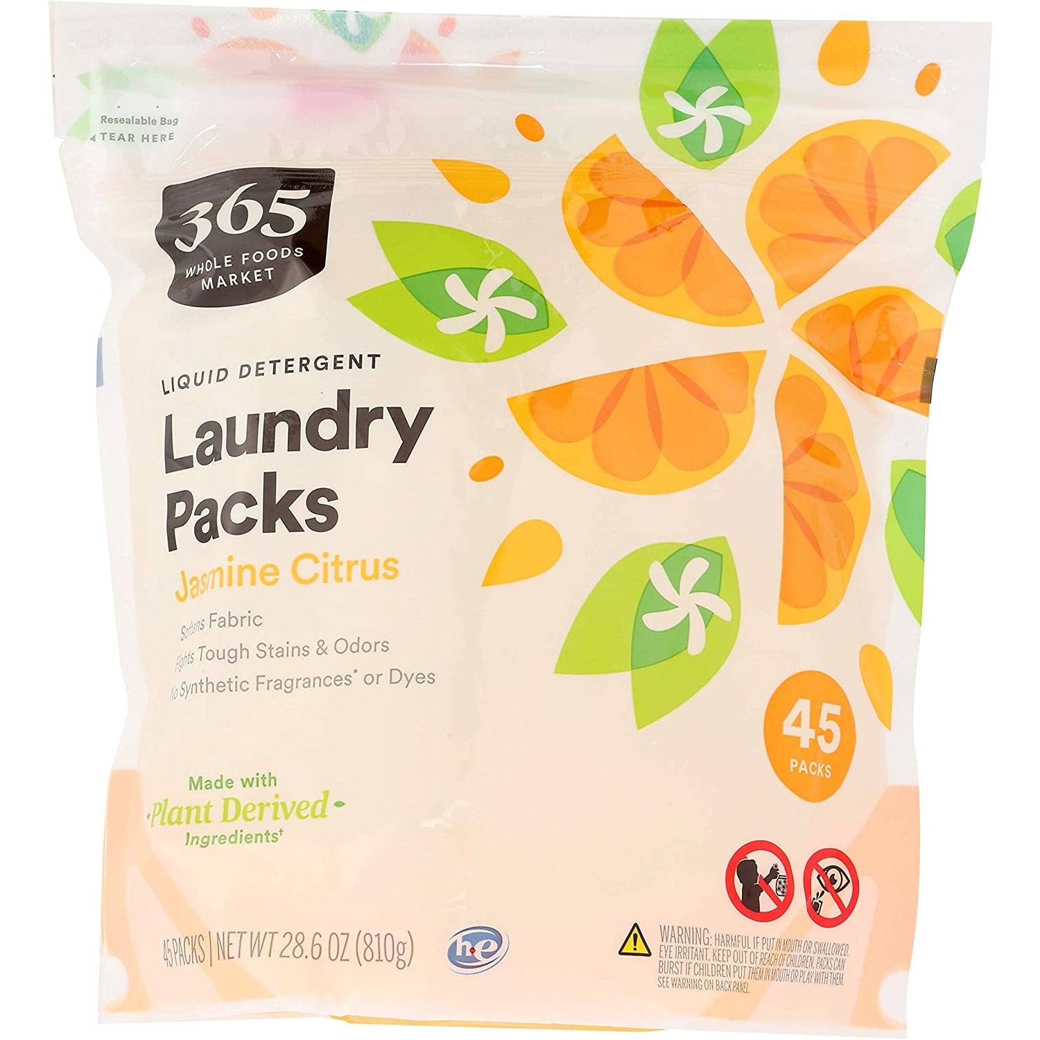 Liquid Detergent Liquid Packs, Jasmine Citrus, 45ct