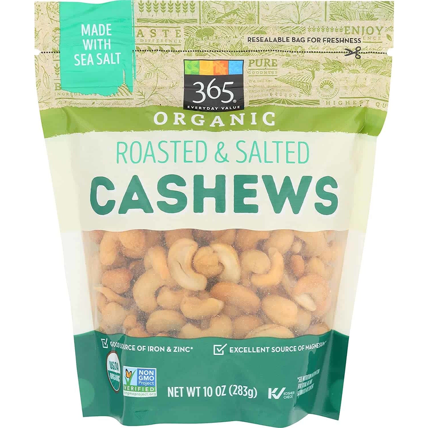Organic Cashews, Roasted & Salted, 10 oz