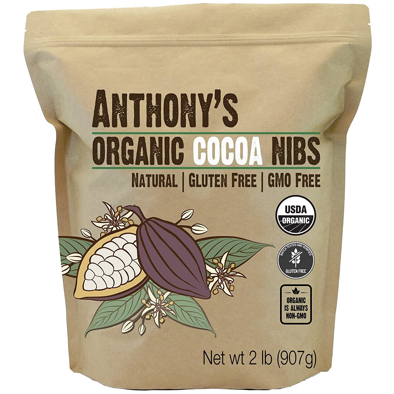Anthony's Organic Cacao Cocoa Nibs, 2 lb