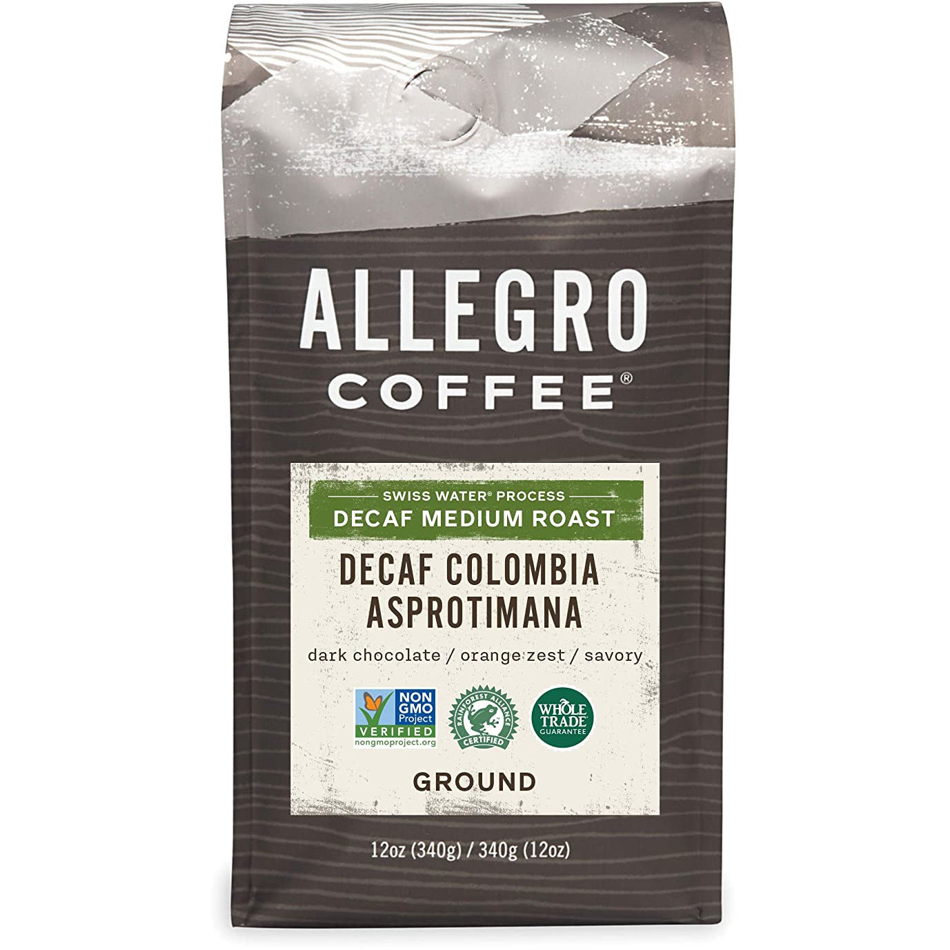 Oasis Fresh Allegro Coffee Decaf Colombia Light Roast, Ground, 12 oz.
