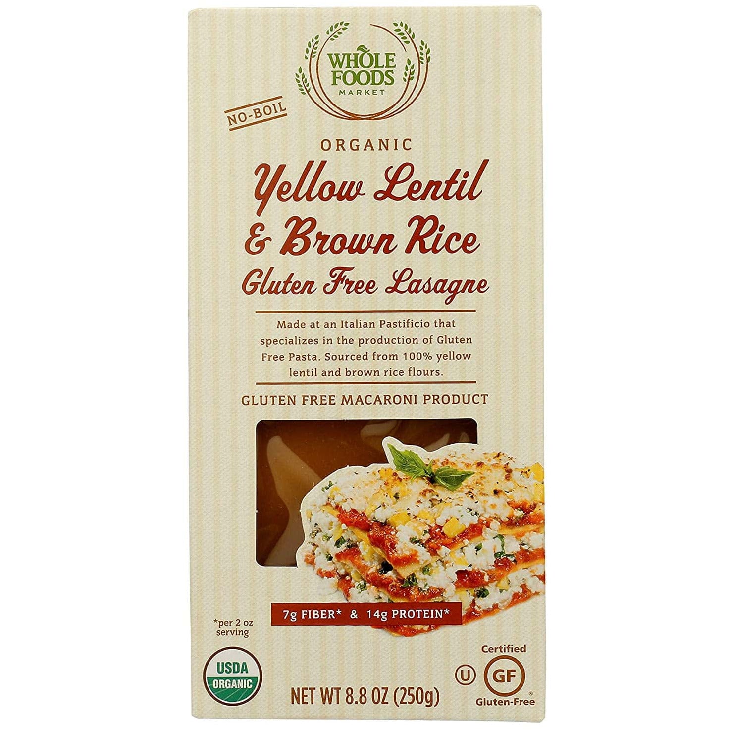 WFM Gluten Free Yellow Lentil & Brown Rice Lasagna, 8.8oz