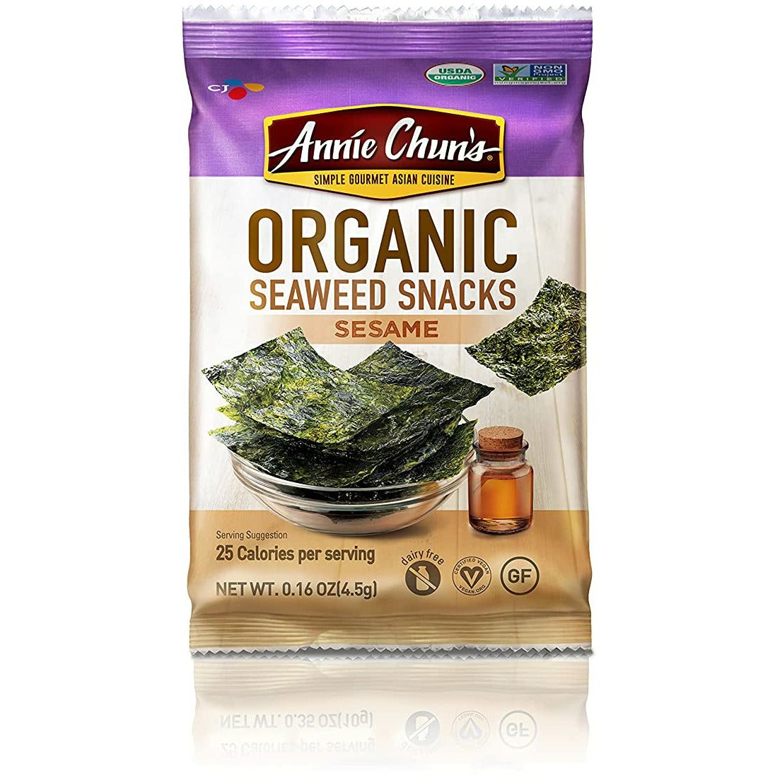 Annie Chun's Organic Seaweed Snacks, Sesame, 0.16 oz (Pack of 12), America's #1 Selling Seaweed Snacks