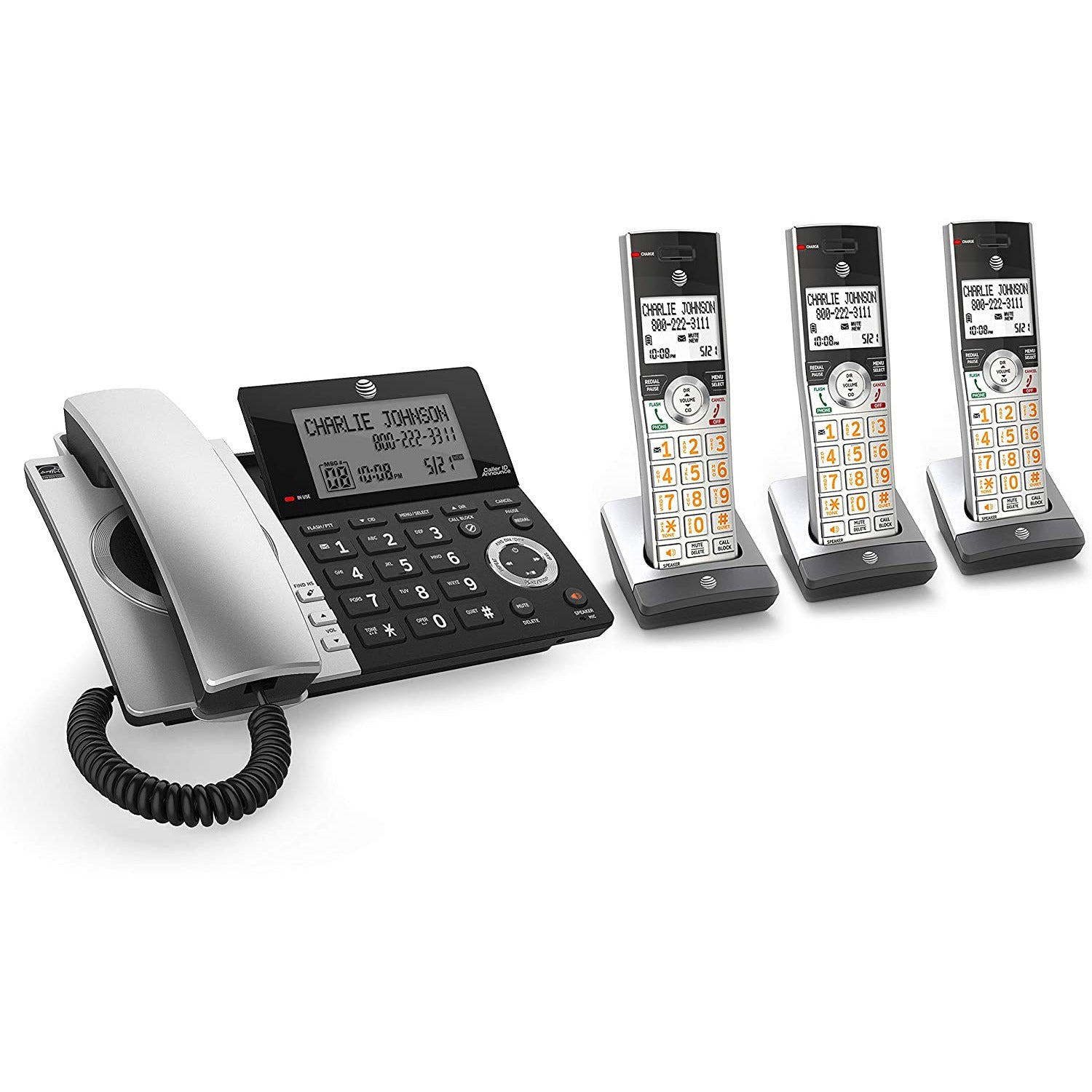 AT&T Dect 6.0 Expandable Corded/Cordless Phone with 3 Handsets