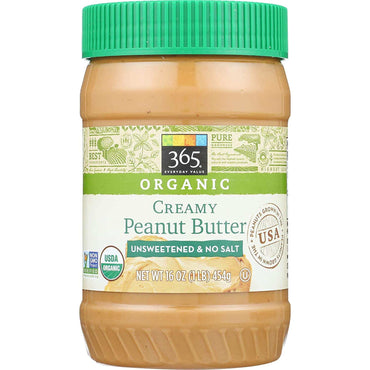Organic Creamy Peanut Butter, Unsweetened No Salt, 16 oz