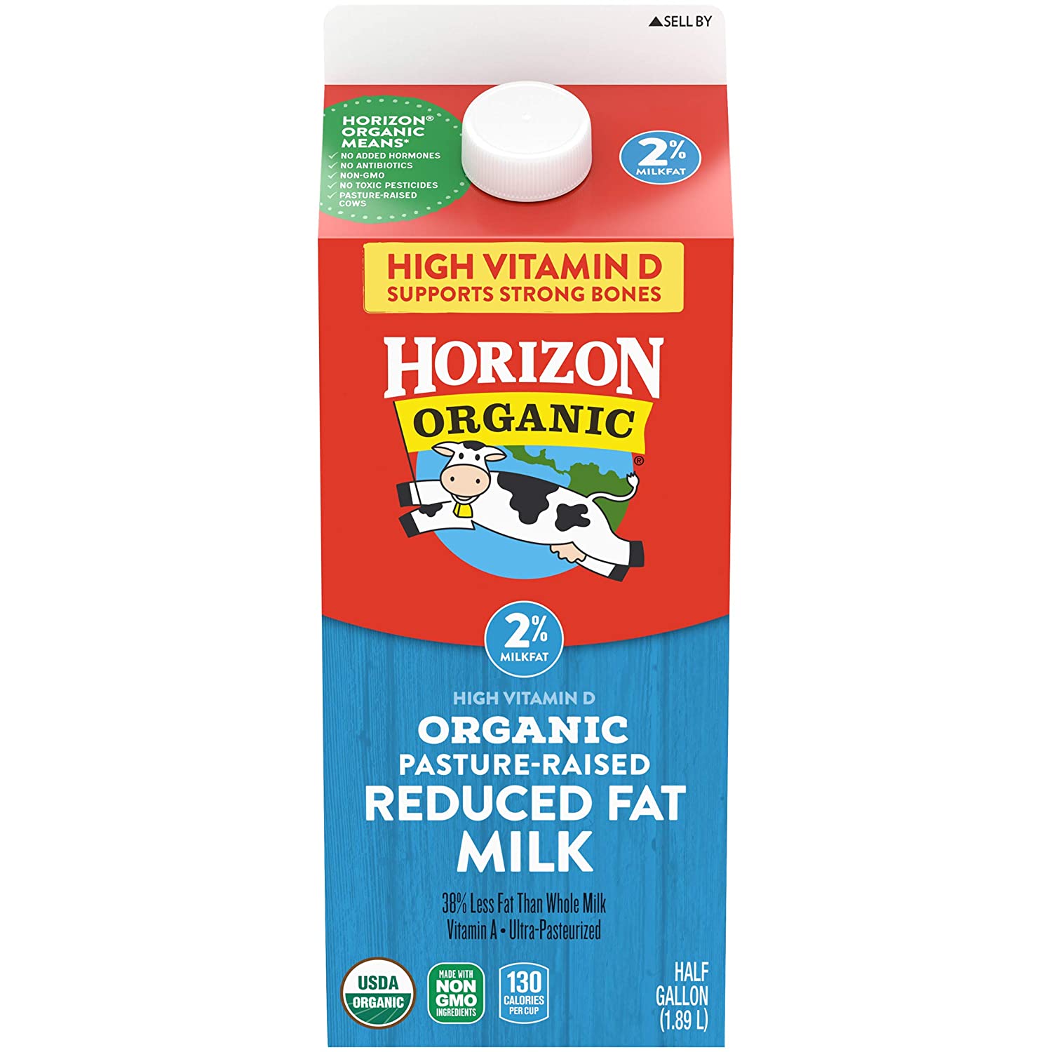 HORIZON ORGANIC Organic Reduced Fat Milk 2%, 0.5 gal