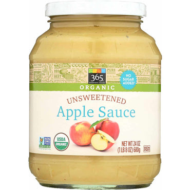 Organic Apple Sauce, Unsweetened, 24 oz