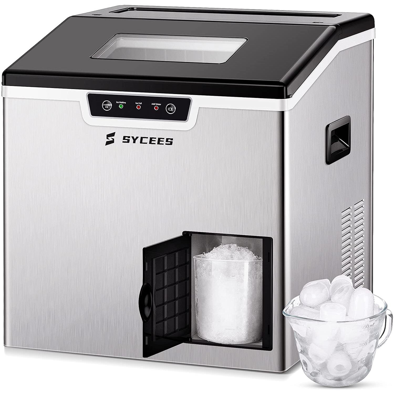 SYCEES 2-in-1 Countertop Ice Maker Machine & Ice Shaver