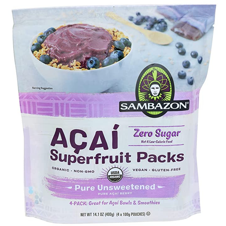 Sambazon (AmazonFresh) Organic Unsweetened Acai Superfruit Packs, 14.1 OZ