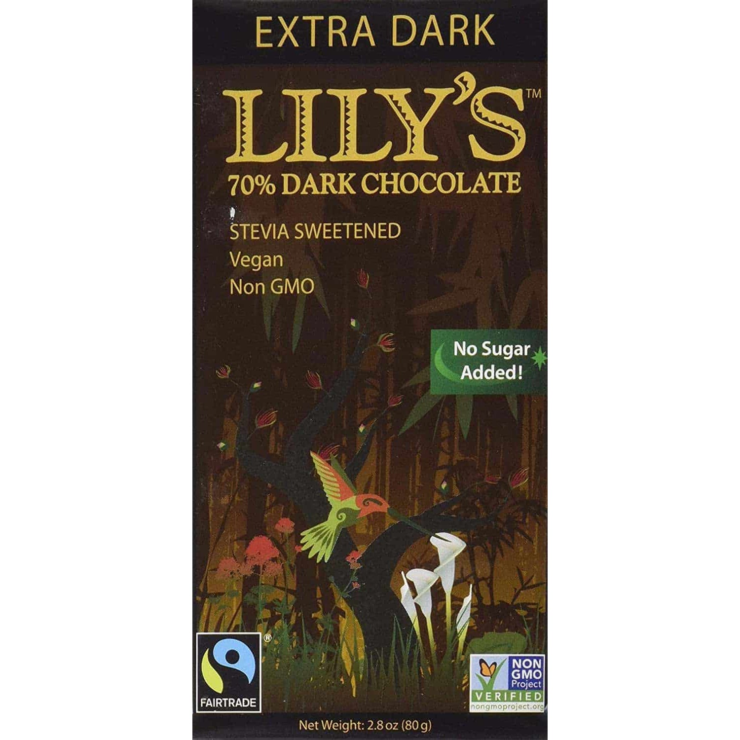 Lilys Chocolate, Chocolate Extra Dark Bar Stevia, 2.8 Ounce