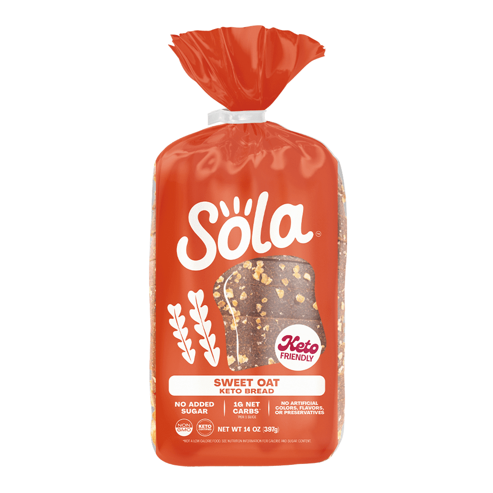 Sola Low Carb & Keto Friendly Bread, Sweet Oat, 5g Protein, 4g Fiber, 14 Oz Loaf