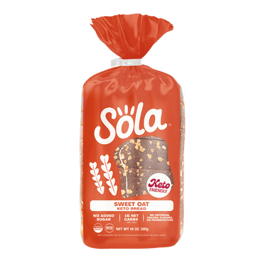 Sola Low Carb & Keto Friendly Bread, Sweet Oat, 5g Protein, 4g Fiber, 14 Oz Loaf