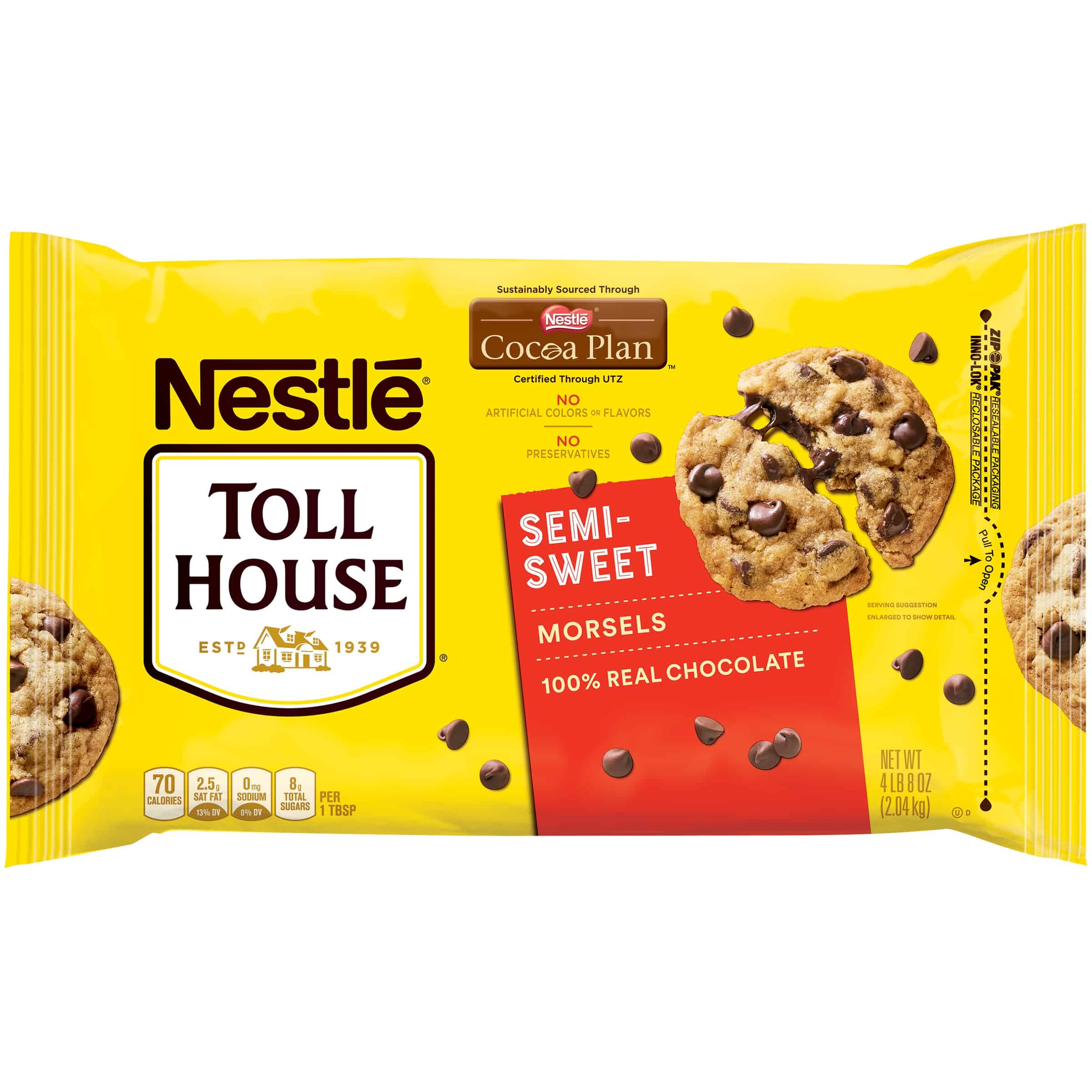 NESTLE TOLL HOUSE Semi-Sweet Chocolate Chip Morsels 72 oz. Bag