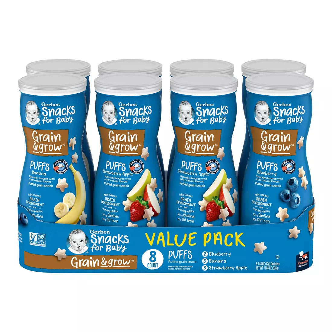 Gerber Baby Snacks For Baby Puffs Variety Pack, 8 pk./1.48 oz.