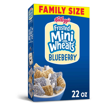 Kellogg's Frosted Mini-Wheats, Breakfast Cereal, Blueberry, Family Pack, 22 Oz 