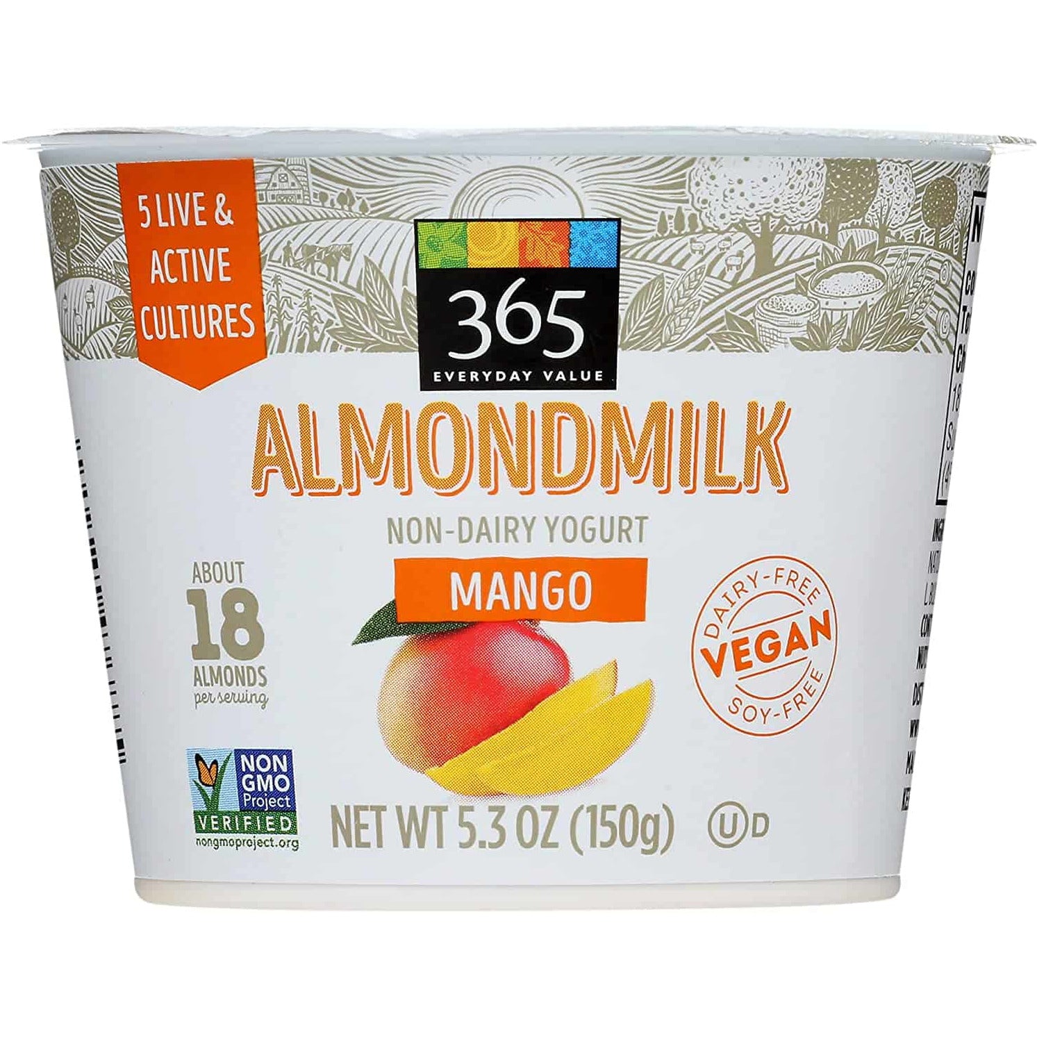 Oasis Fresh Almond Milk Non-Dairy Yogurt, Mango, 5.3 oz