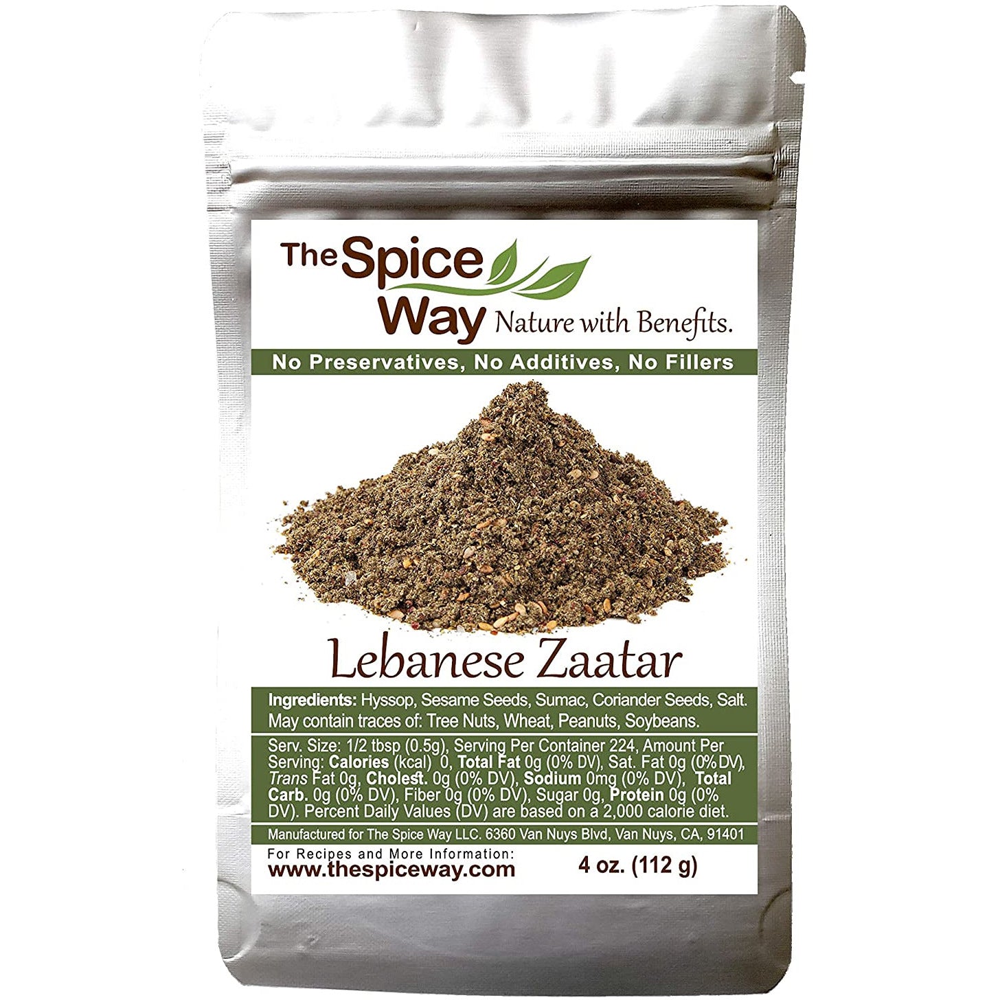 The Spice Way - Traditional Lebanese Zaatar with Hyssop | 4 oz | (No Thyme that is used as an hyssop substitute) Freshly Grown Seasoning. No Additives, No Perservatives (Za'atar/zatar/zahtar/zahatar)