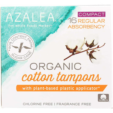 Oasis Fresh Azalea, Organic Cotton Tampons With Plant-Based Plastic Applicator, Regular, 16 ct