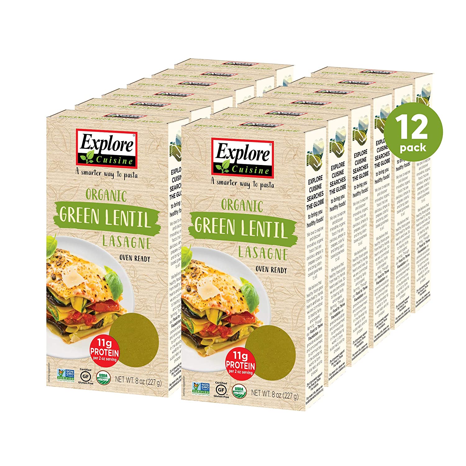 Explore Cuisine Organic Green Lentil Lasagne (12 Pack) - 8 oz