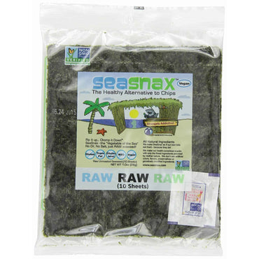 SeaSnax Raw Seaweed, 10 Sheets