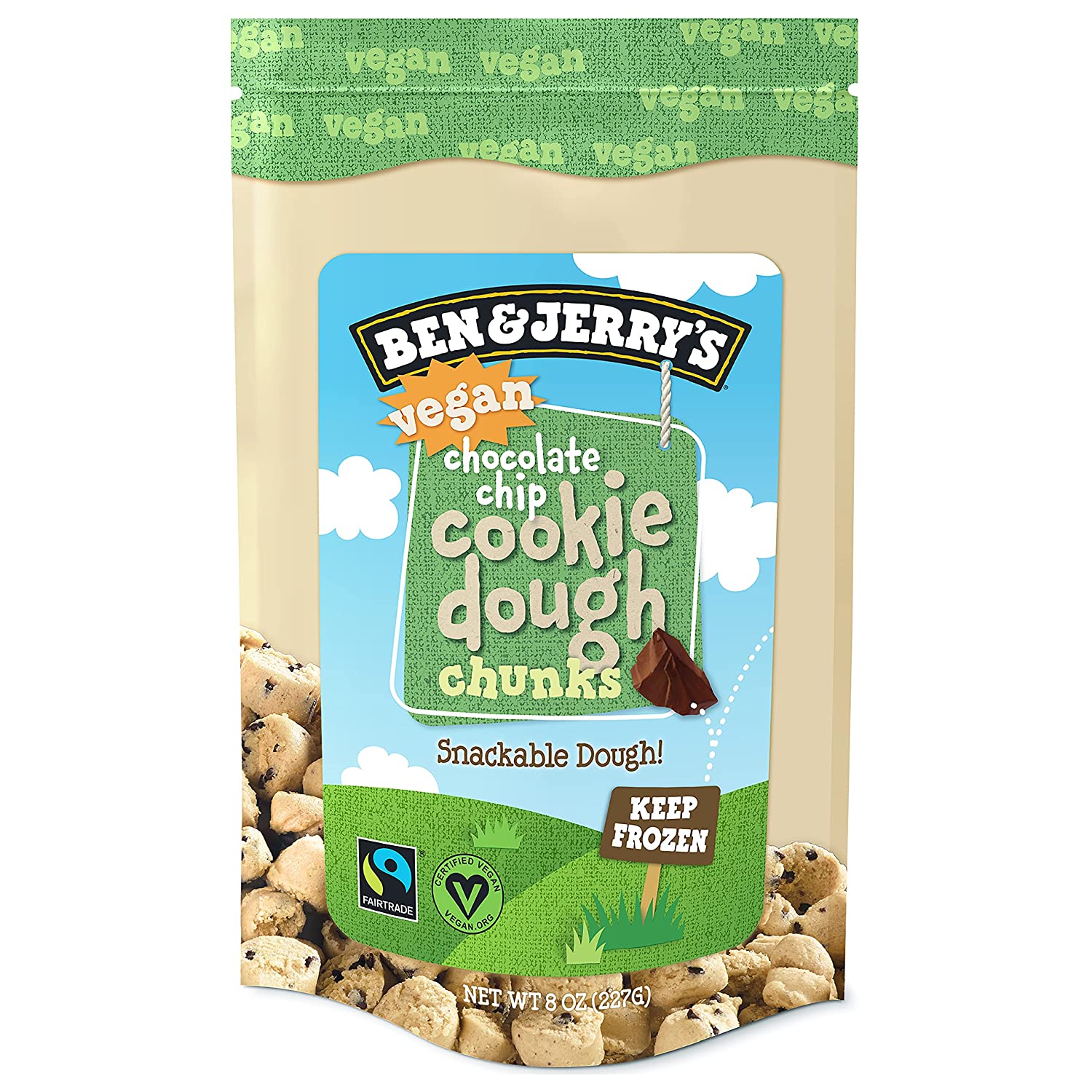 Ben & Jerry's Dough Chunks Vegan Chocolate Chip Cookie Dough Certified Vegan 8 oz