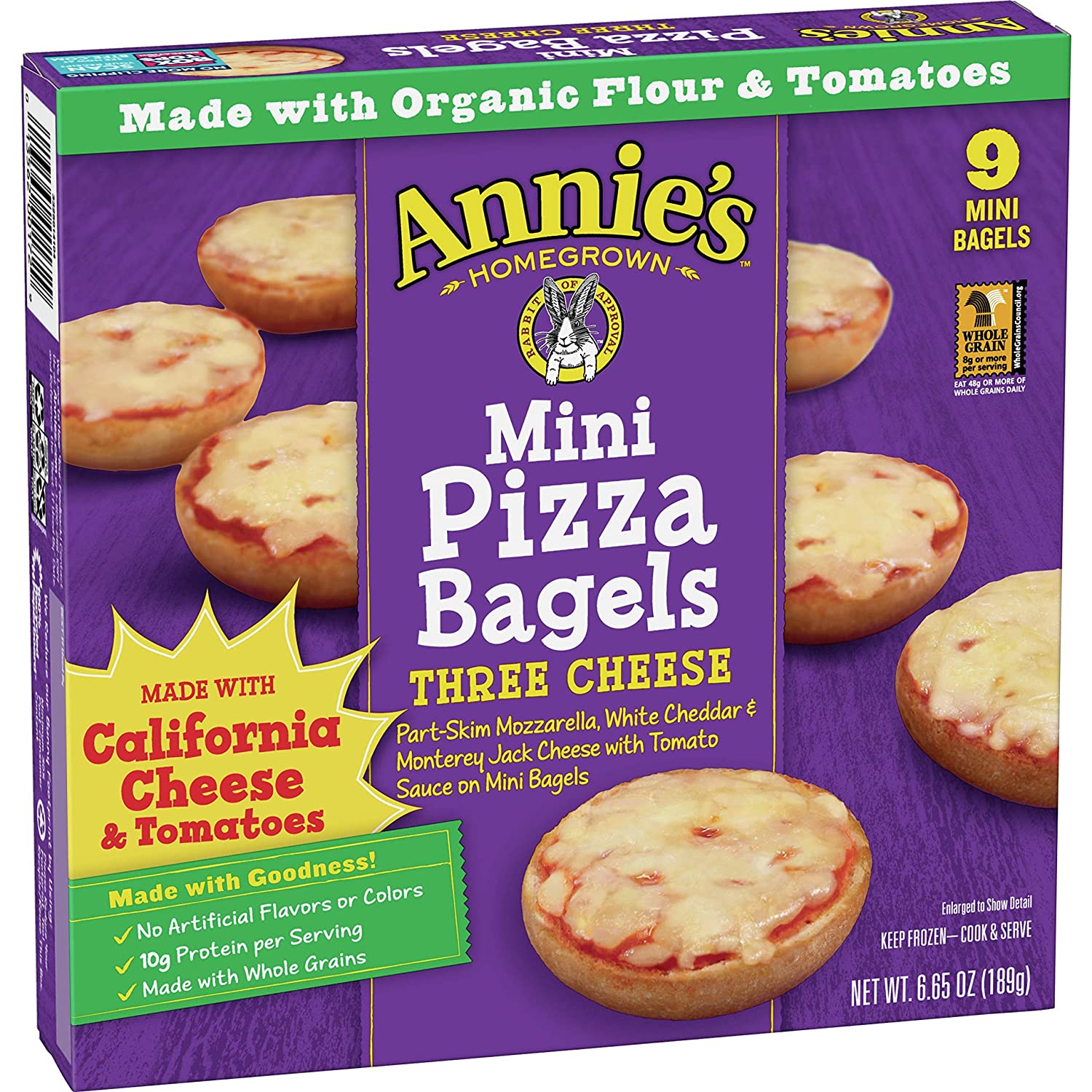 Annie's Three Cheese Mini Frozen Pizza Bagels, 6.65 oz, 9 ct