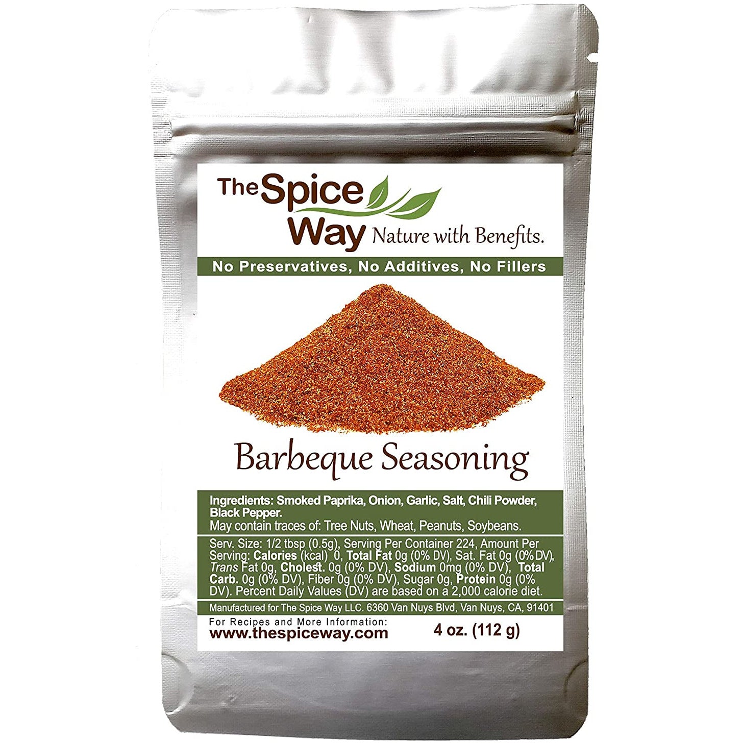 The Spice Way Barbeque Seasoning - pure spice blend, Non-GMO, no preservatives, no additives, no fillers. BBQ steak, meat and chicken. easy made rub. 4 oz resealable bag