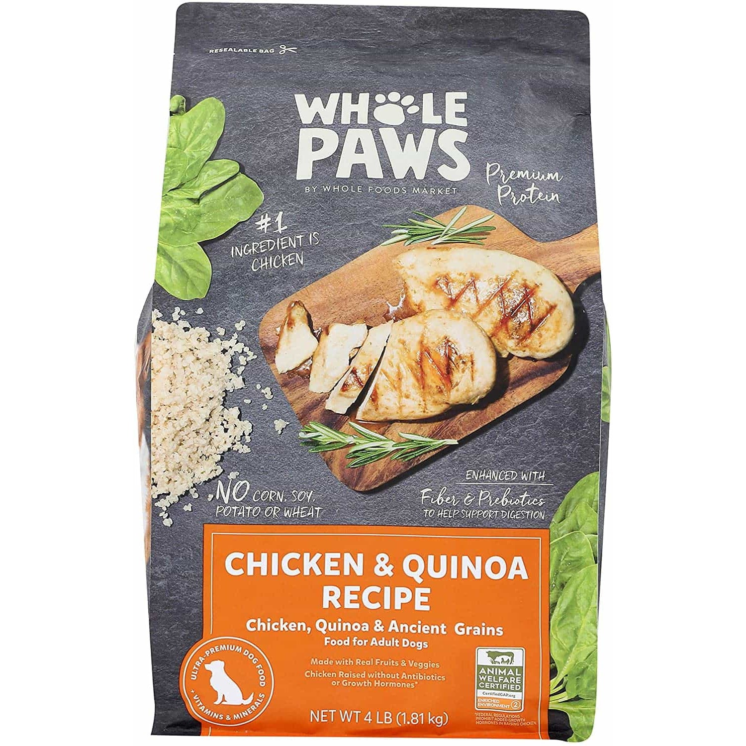 Whole Paws Adult Dog Food, Chicken & Quinoa Recipe, 4 Lb.