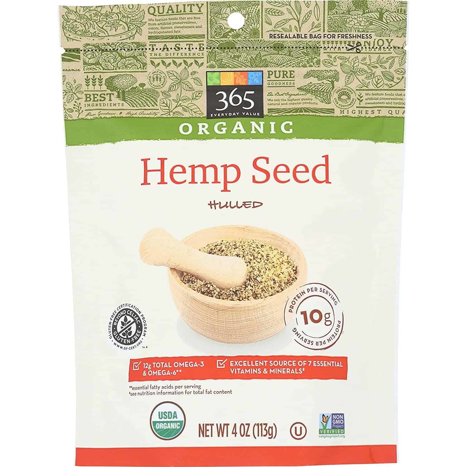 Organic Hulled Hemp Seed, 4 oz