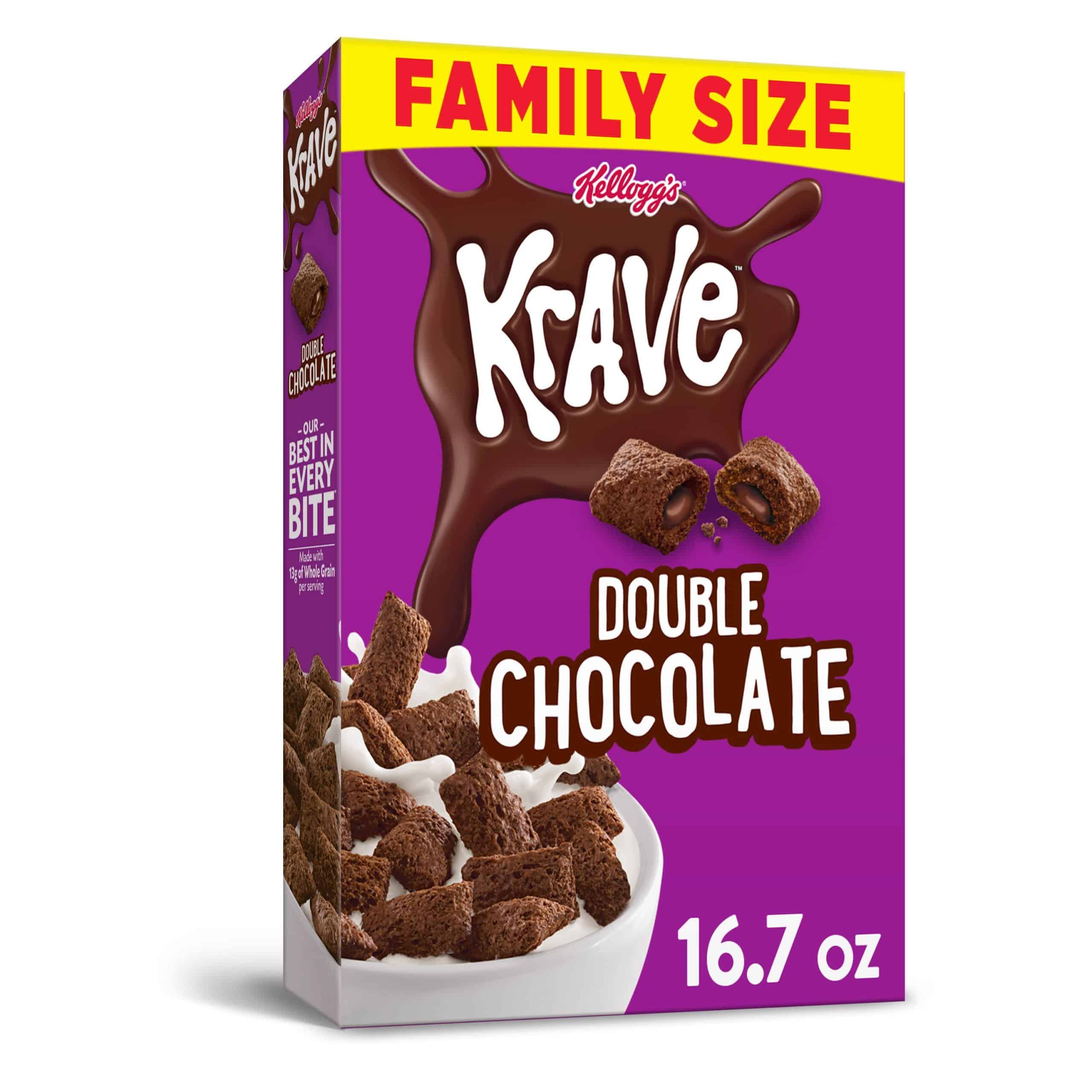 Kellogg's Krave, Double Chocolate, Family Size, 16.7 Oz