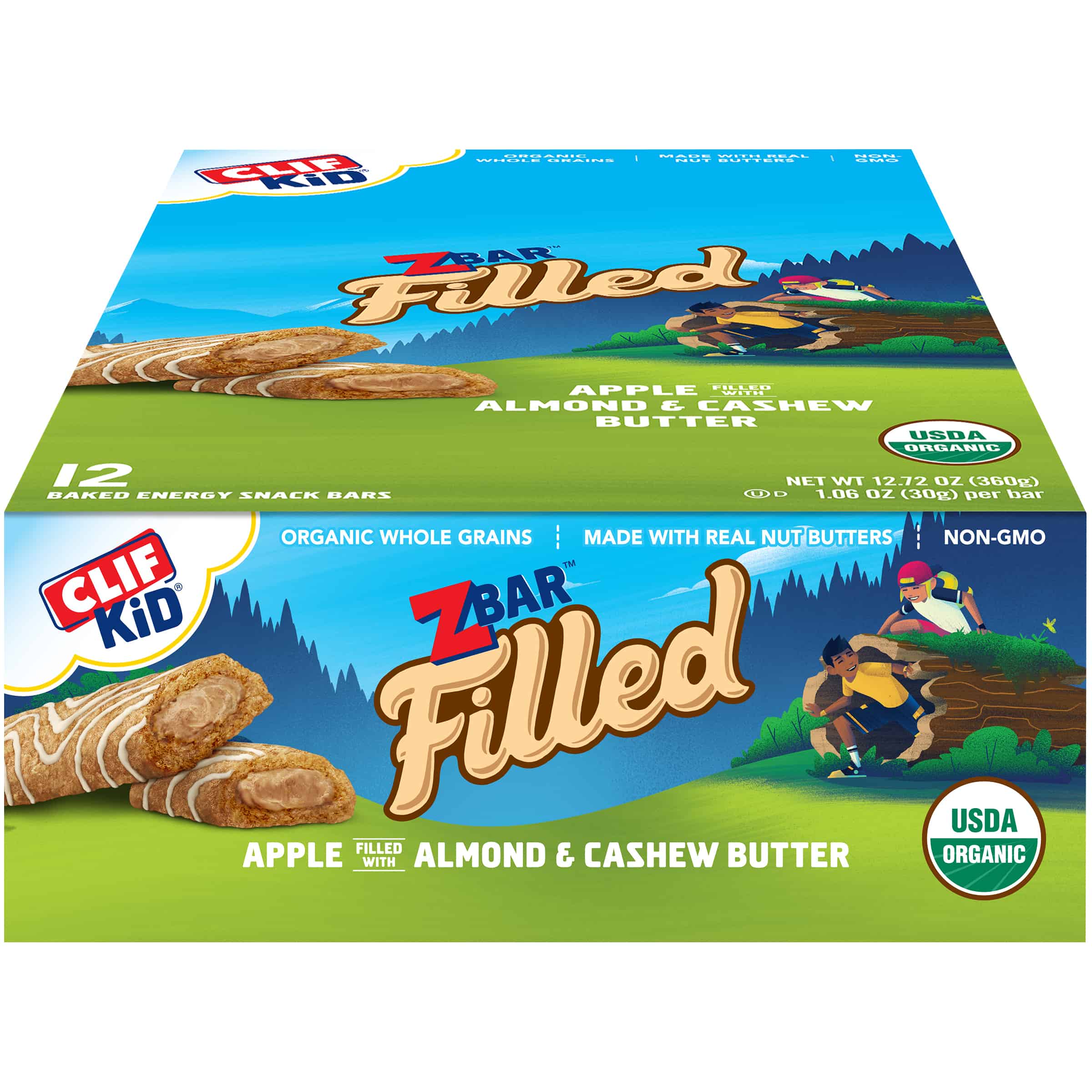 CLIF Kid Zbar Filled Organic Granola Bars, Kids Snacks,  12 Ct, 1.06 oz