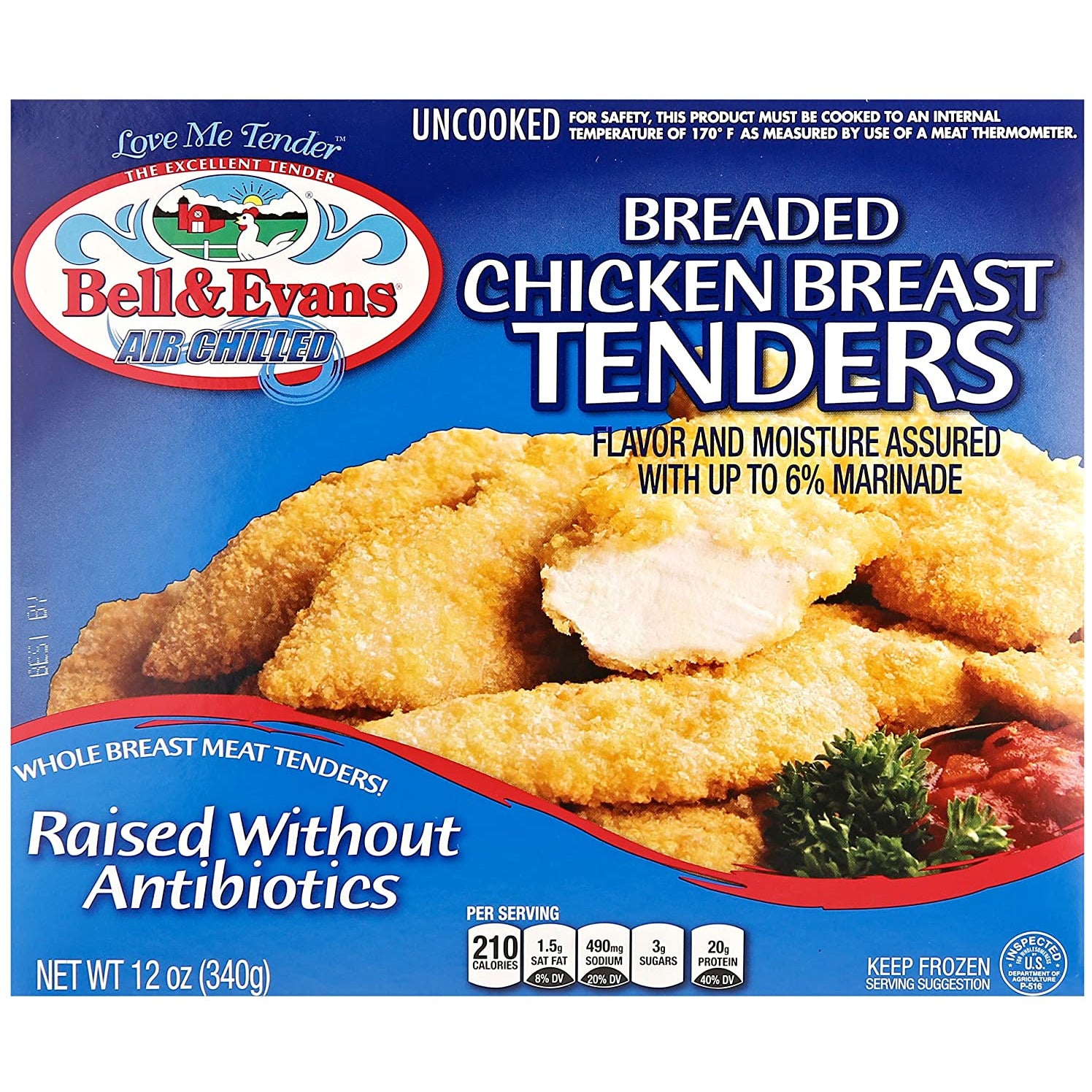 Bell & Evans, Frozen Breaded Chicken Tender (Raised without Antibiotics), 12 oz